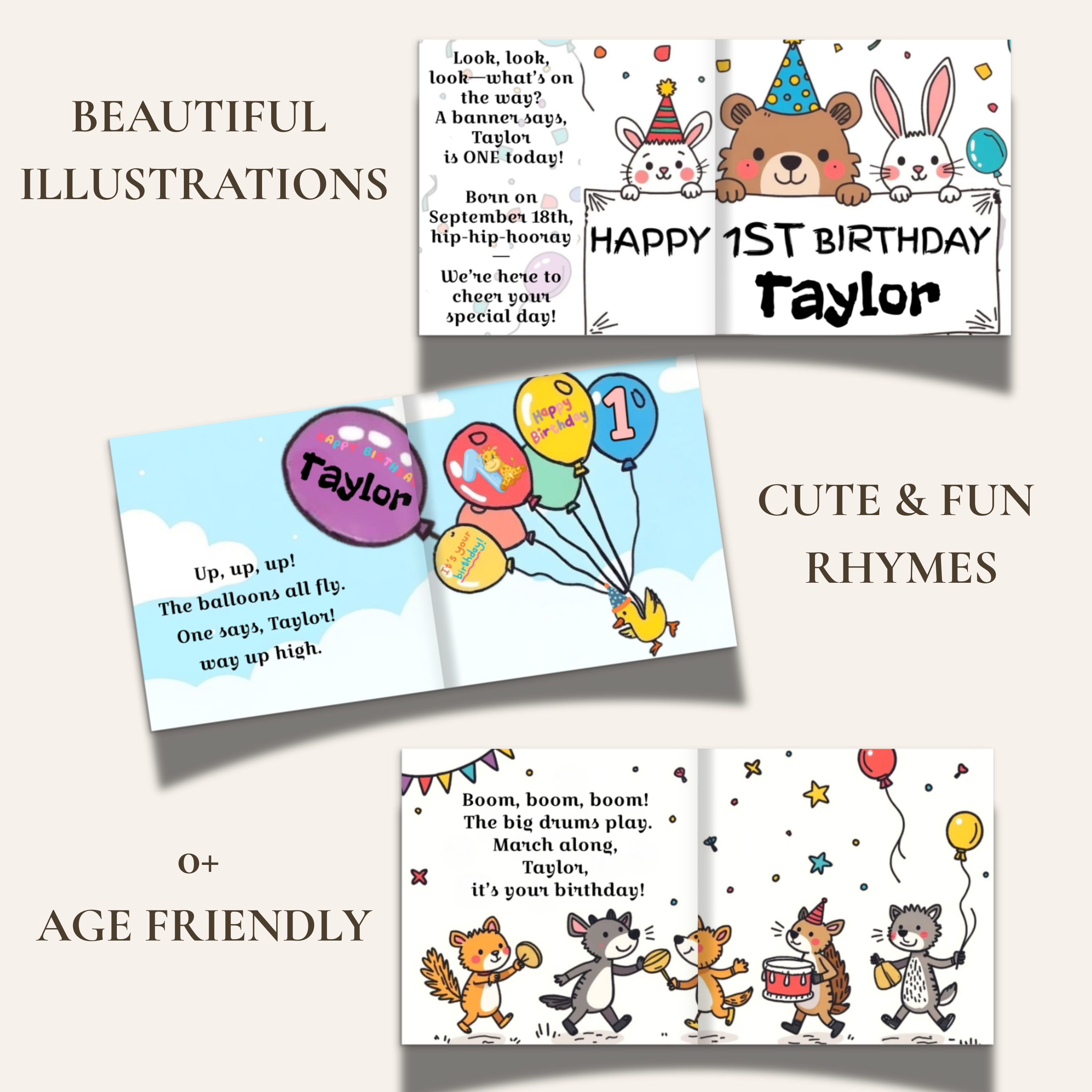 Birthday Parade Personalized 1st Birthday Book