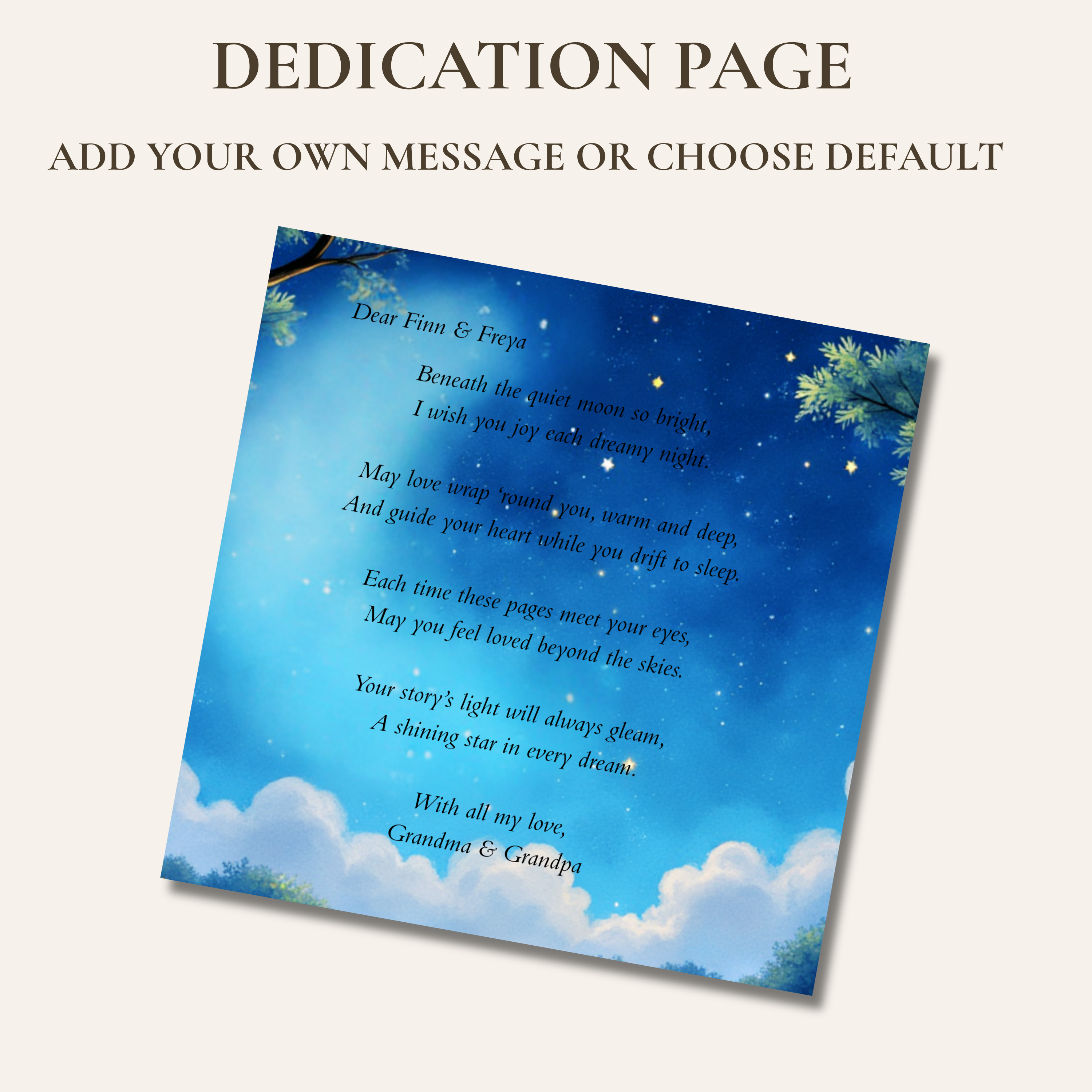 Quiet Moon A Dream for Two Personalized Twin Bedtime Book