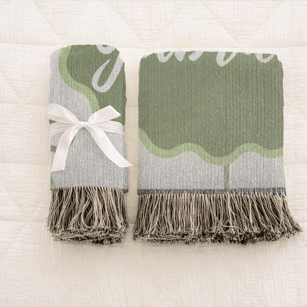 Striped Bow Personalized Baby Blanket
